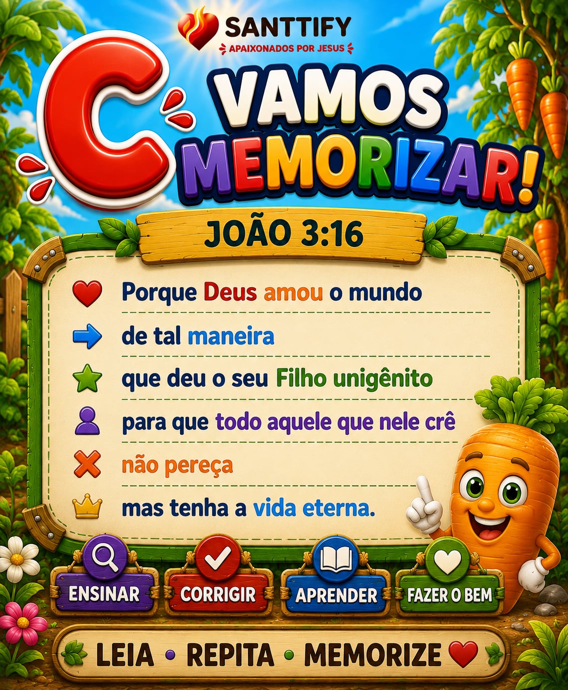 Vamos memorizar João 3:16 ❤️
